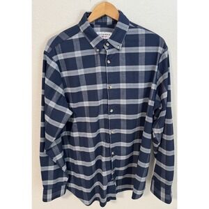 Mizzen Main Shirt Men's XL Flannel Plaid Blue Gray Stretch Classic Warm EUC